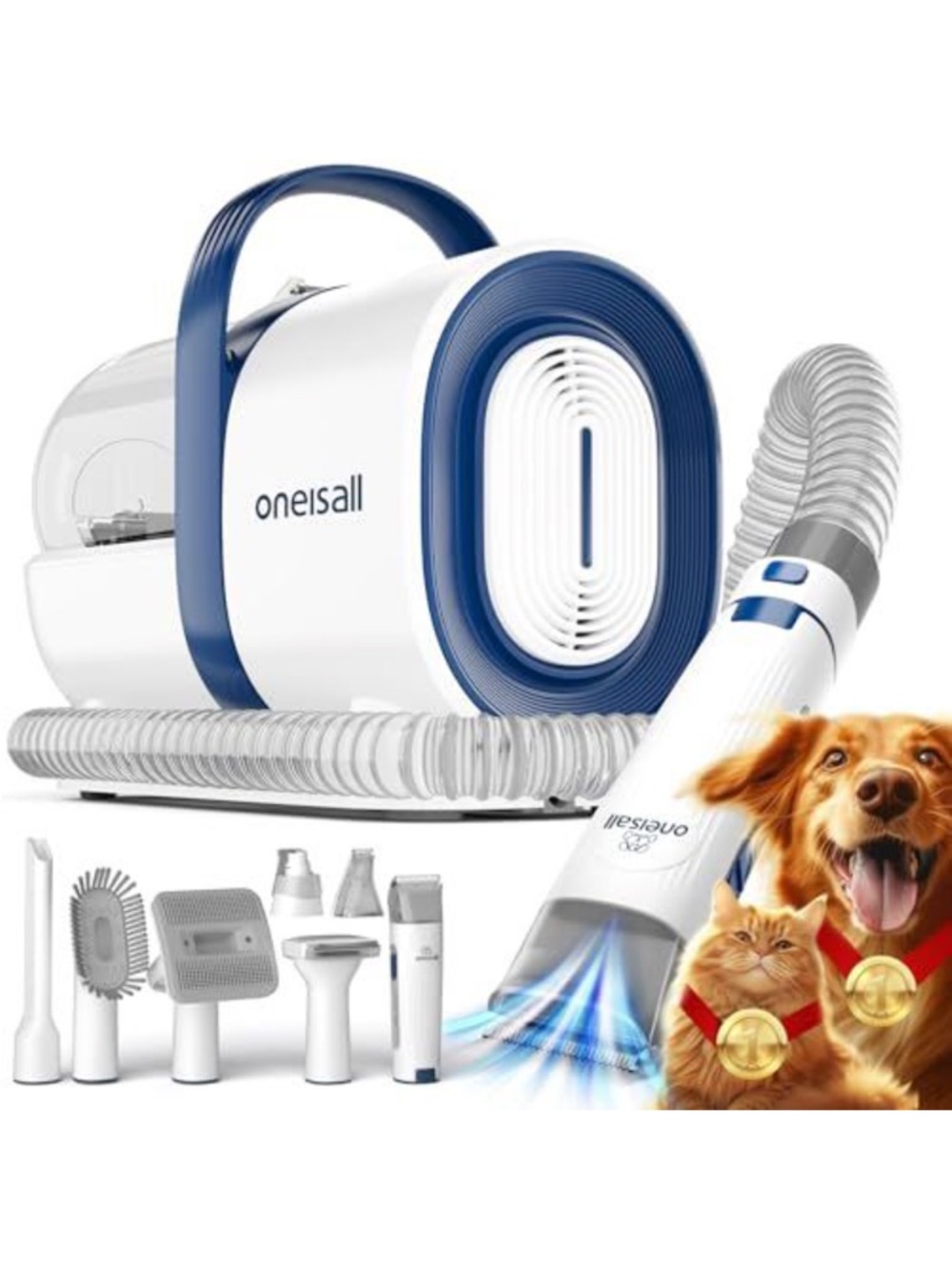 White and Blue Pet Grooming Vacuum Cleaner